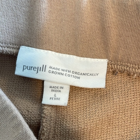 Jjill Pure Jill Tan Cotton Knit Pull On Cropped Wide Leg Pants Petite Large - Picture 8 of 9